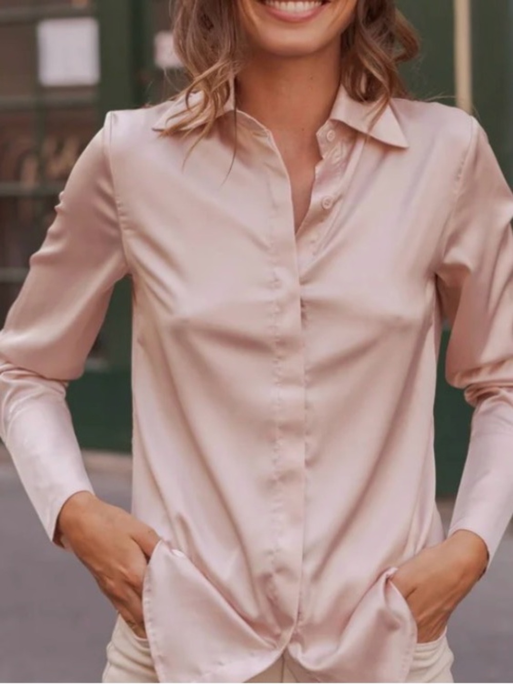 Choklate Paris Léa Dusty Rose Satin Blouse XL